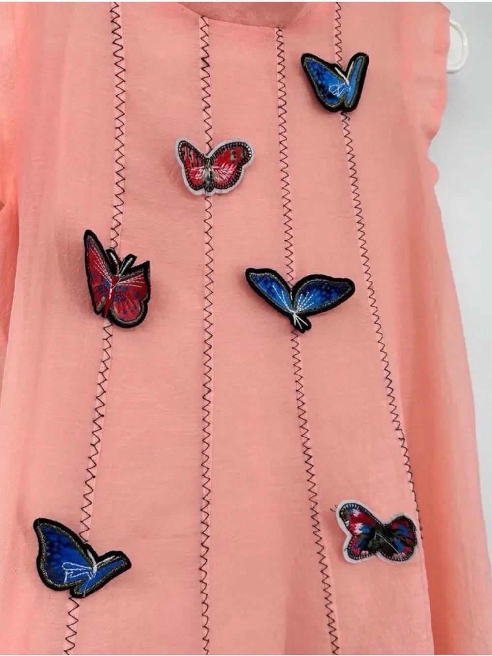 Anthropologie Pink Butterfly-Appliqué Mini Dress - Picture 3 of 4